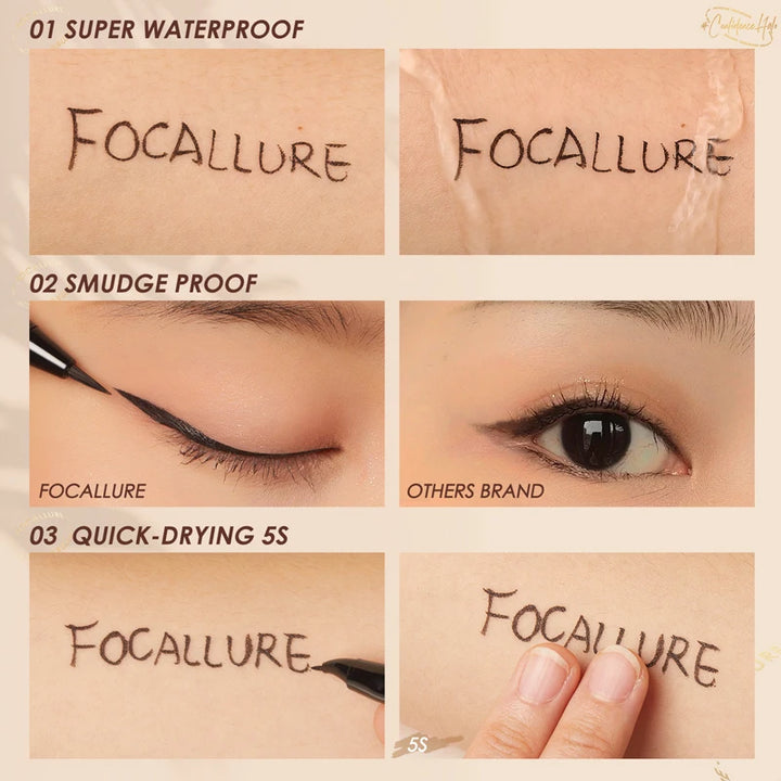 FOCALLURE Black Liquid Eyeliner Eye Make Up Super Waterproof Long Lasting Eye Liner Easy to Wear Eyes Makeup Cosmetics Tools