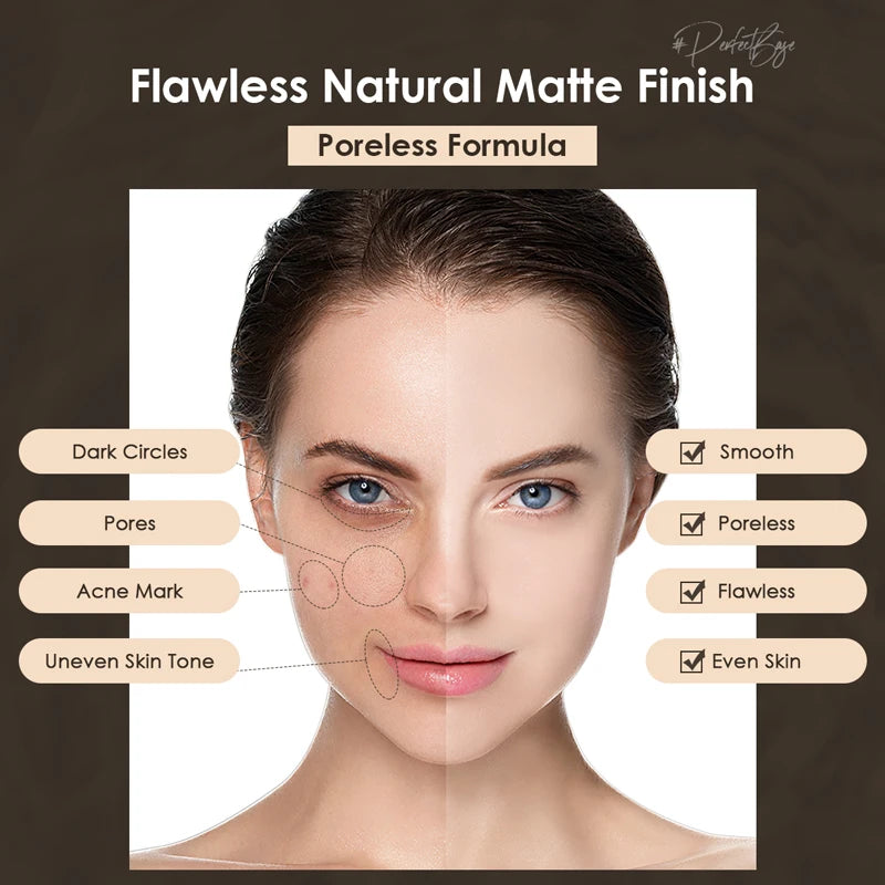 FOCALLURE Liquid Foundation Long-lasting Oil-control High Coverage Poreless Lightweight Concealer Face Base Makeup Cosmetics