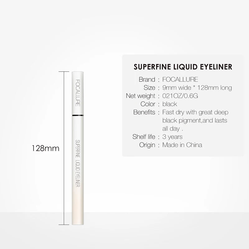 FOCALLURE Waterproof Long-lasting Black Liquid Eyeliner Ultra-thin Quick-Dry Smooth Eye Liner Pencil Eyes Makeup Cosmetics Tools