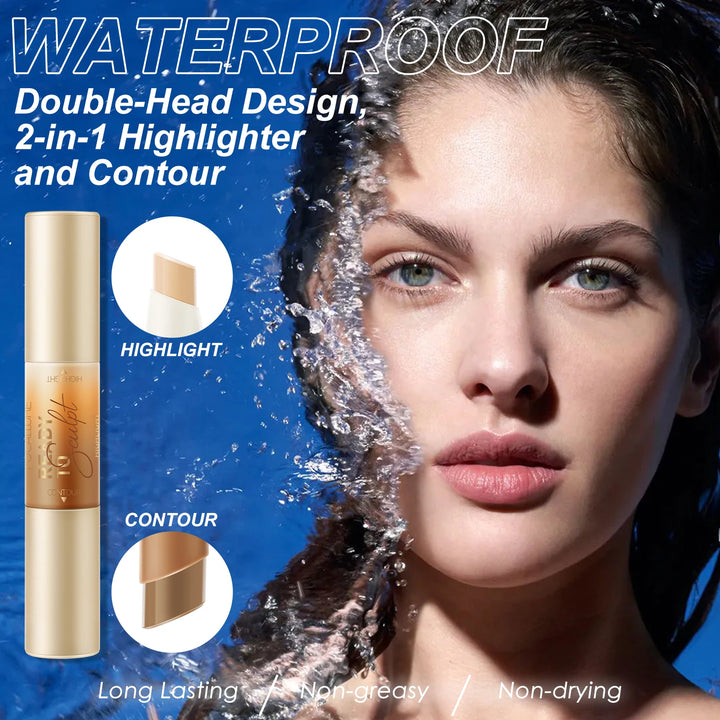 FOCALLURE 2 In 1 Face Bronzer Highlighter Stick Long Lasting Waterproof Non-greasy and Non-drying Face Contour Makeup Cosmetics