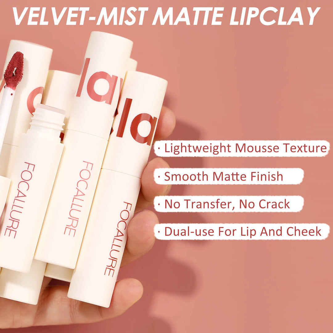 FOCALLURE Velvet Matte Lip Gloss Waterproof Long-lasting Moisturizing Lightweight High Pigment Liquid Lipstick Makeup Cosmetics