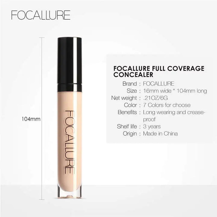 FOCALLURE 7 Colors Face Concealer Waterproof Full Coverage Long-lasting Moisturizing Smooth Liquid Foundation Makeup Cosmetics