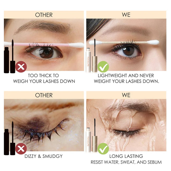FOCALLURE 3D Silk Fiber Eyelash Mascara Waterproof Long-wearing Curling Lengthening Eye Lash Extension Tool Makeup Cosmetics