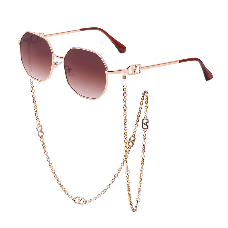 Fashion Chain Irregular Frame Sunglasses For Women