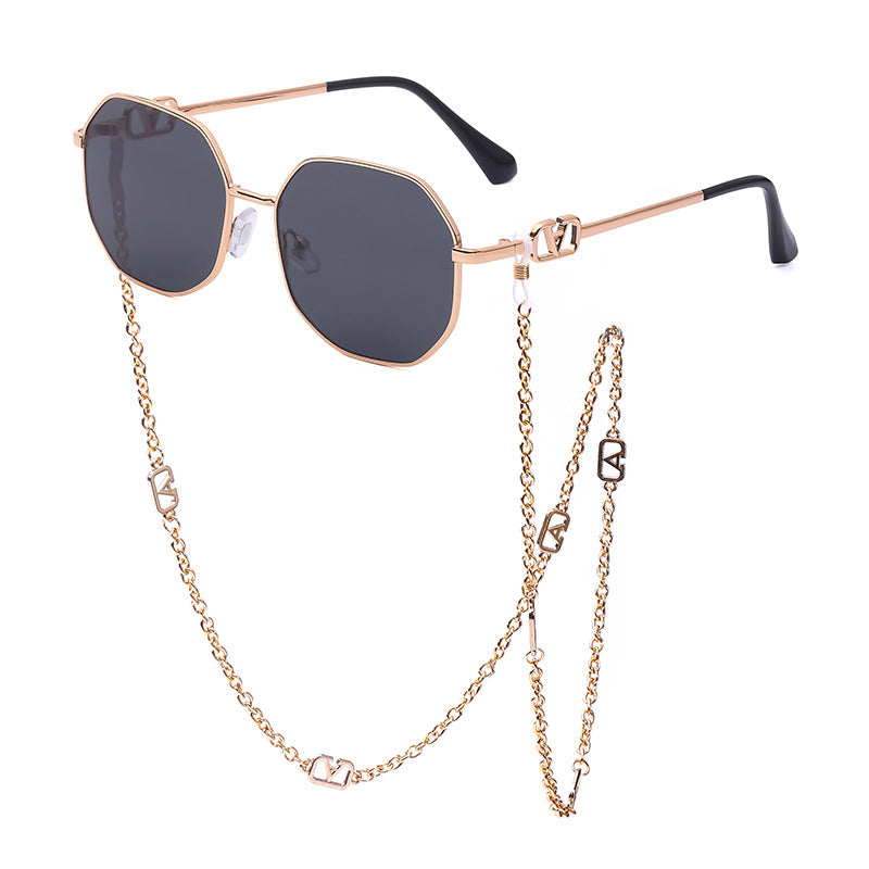 Fashion Chain Irregular Frame Sunglasses For Women