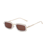 Metal Temples Square Small Frame UV Protection Sunglasses For Women