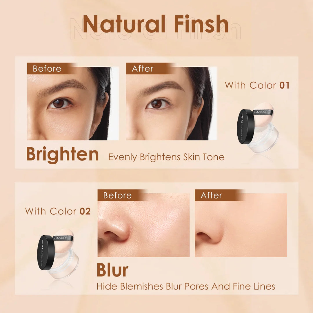 FOCALLURE 9 couleurs poudre libre contrôle de l'huile imperméable longue durée couverture complète visage réglage Compact poudre maquillage cosmétiques