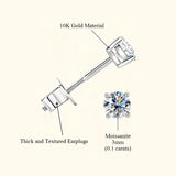 Classic Four-Claw 10k Pure Gold Moissanite Earrings